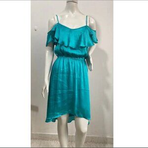 GUC BISOU BISOU Michele Bohbot Turquoise Teal Shiny Brite Dress